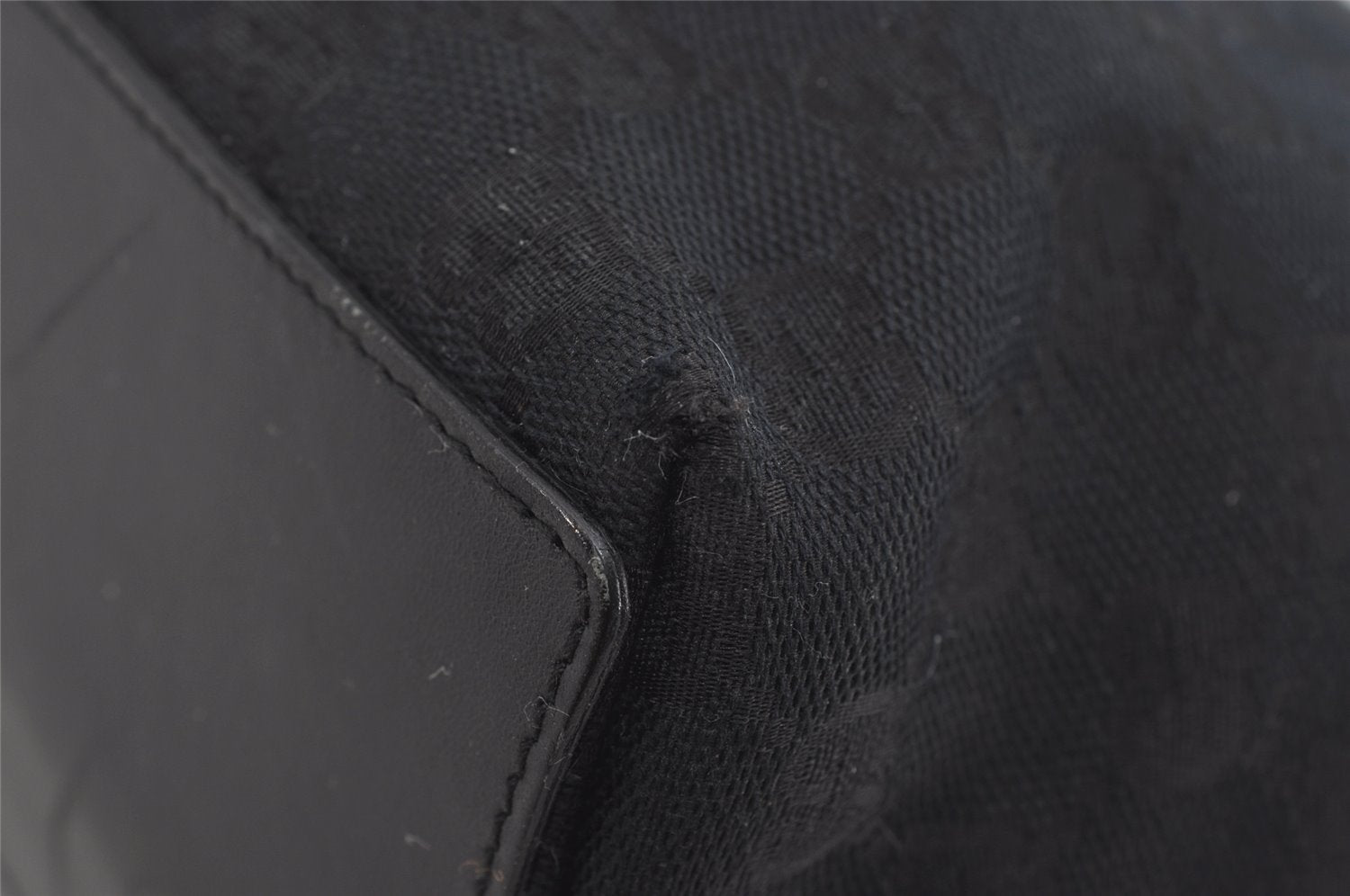 Authentic GUCCI Vintage Shoulder Tote Bag GG Canvas Leather 0021099 Black 1629I