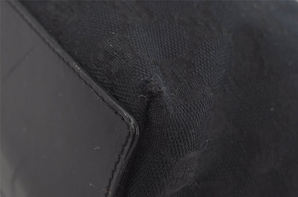 Authentic GUCCI Vintage Shoulder Tote Bag GG Canvas Leather 0021099 Black 1629I