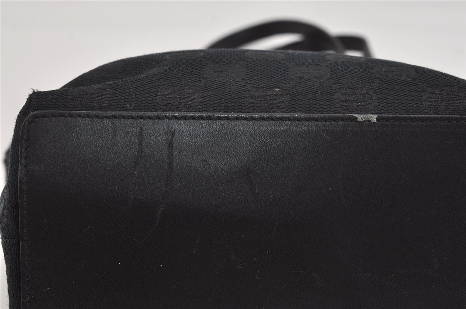 Authentic GUCCI Vintage Shoulder Tote Bag GG Canvas Leather 0021099 Black 1629I