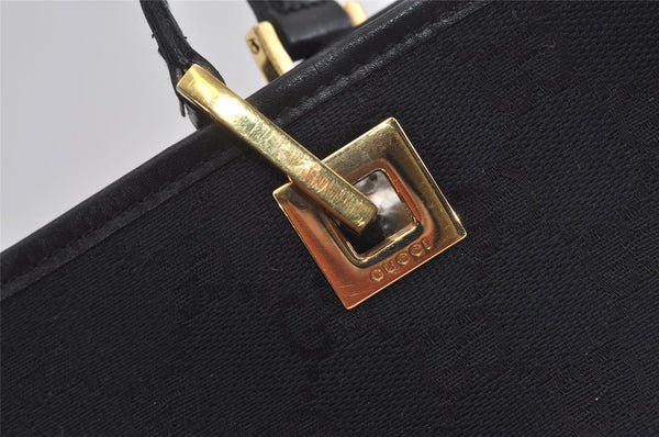 Authentic GUCCI Vintage Shoulder Tote Bag GG Canvas Leather 0021099 Black 1629I