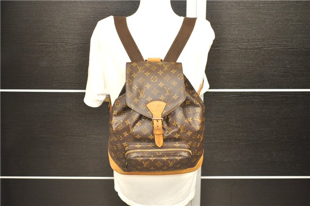 Authentic Louis Vuitton Monogram Montsouris GM Backpack M51135 LV 1630D