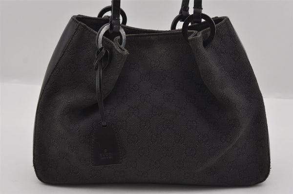 Authentic GUCCI Hand Tote Bag Purse GG Canvas Leather 101919 Black 1631I