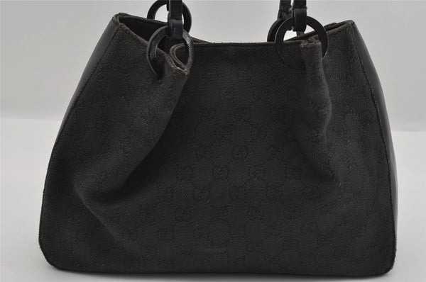 Authentic GUCCI Hand Tote Bag Purse GG Canvas Leather 101919 Black 1631I