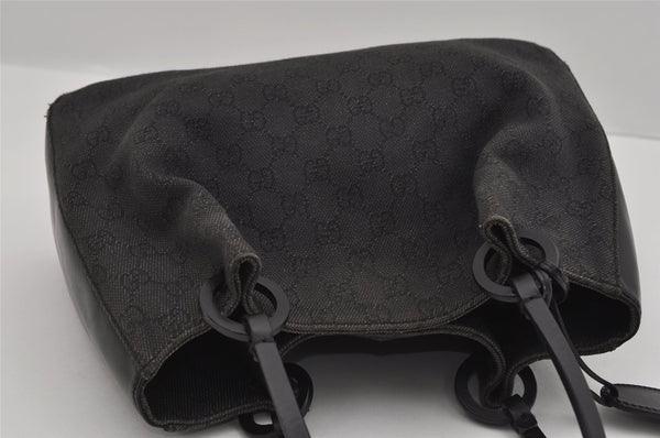 Authentic GUCCI Hand Tote Bag Purse GG Canvas Leather 101919 Black 1631I