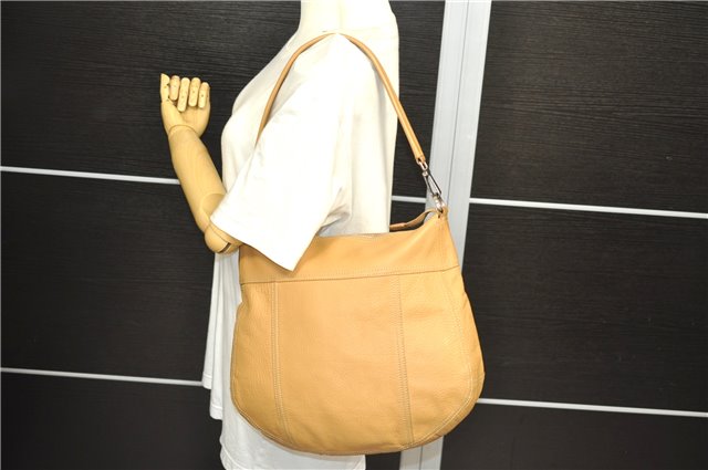 Authentic PRADA Leather Shoulder Hand Bag Beige 1632D