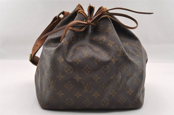 Authentic Louis Vuitton Monogram Petit Noe M42226 Shoulder Drawstring Bag 1632I