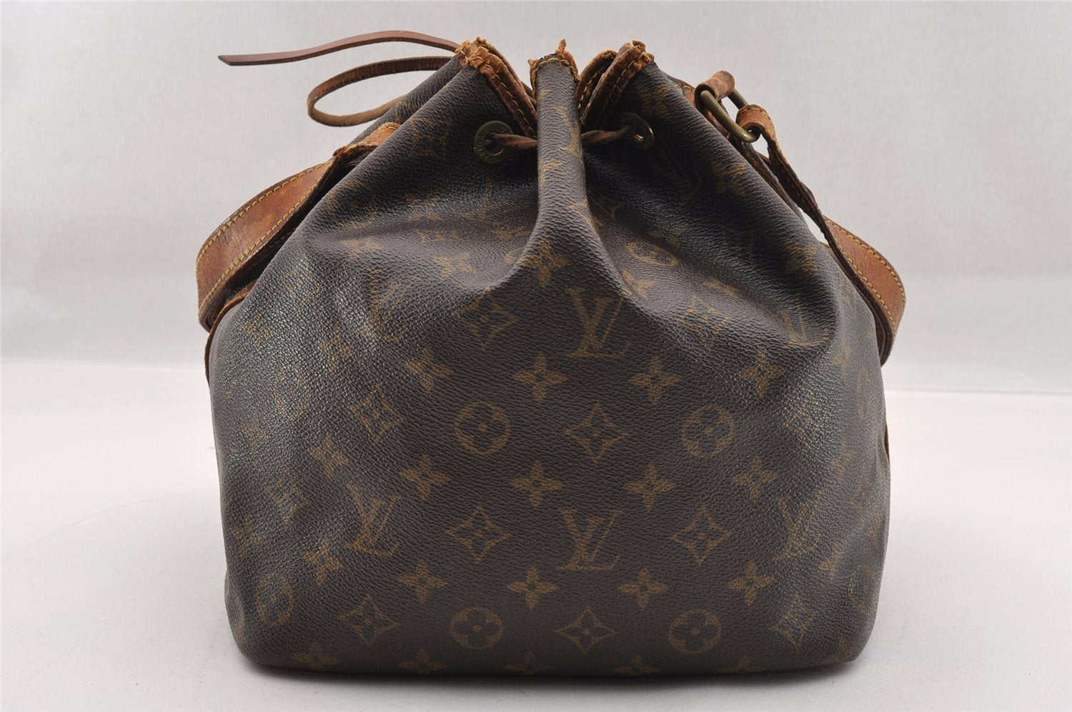 Authentic Louis Vuitton Monogram Petit Noe M42226 Shoulder Drawstring Bag 1632I