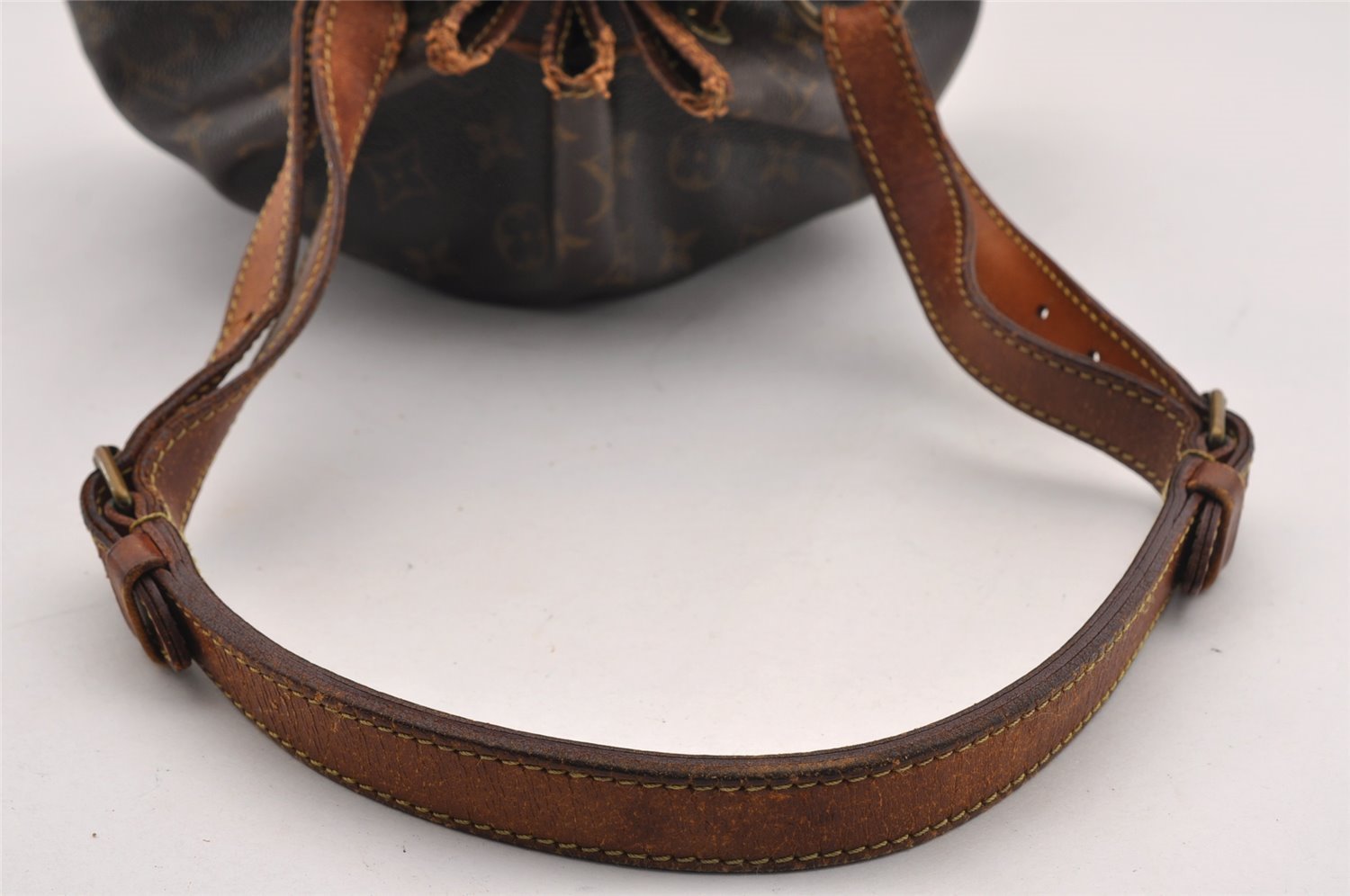 Authentic Louis Vuitton Monogram Petit Noe M42226 Shoulder Drawstring Bag 1632I