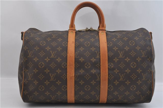 Authentic Louis Vuitton Monogram Keepall Bandouliere 45 M41418 Boston Bag 1641F