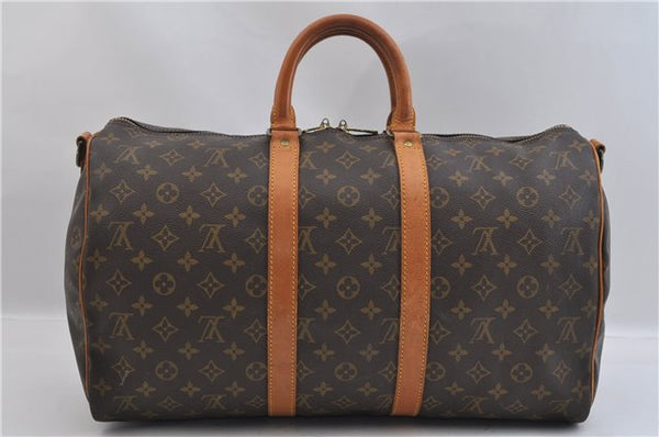 Authentic Louis Vuitton Monogram Keepall Bandouliere 45 M41418 Boston Bag 1641F