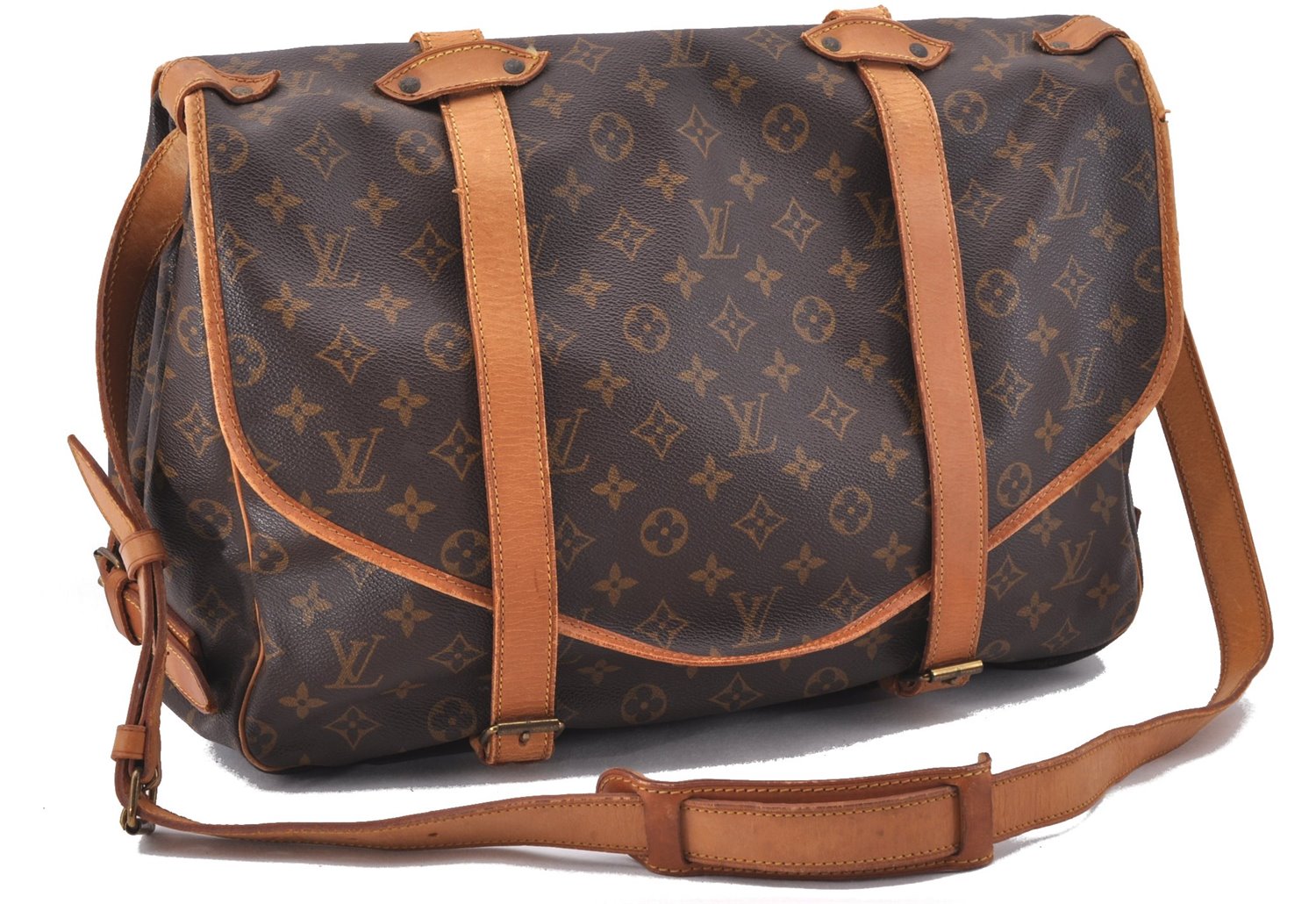 Authentic Louis Vuitton Monogram Saumur 43 Shoulder Cross Bag M42252 LV 1643F