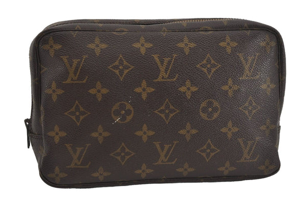 Auth Louis Vuitton Monogram Trousse Toilette 23 Clutch Hand Bag Old Model 1643I
