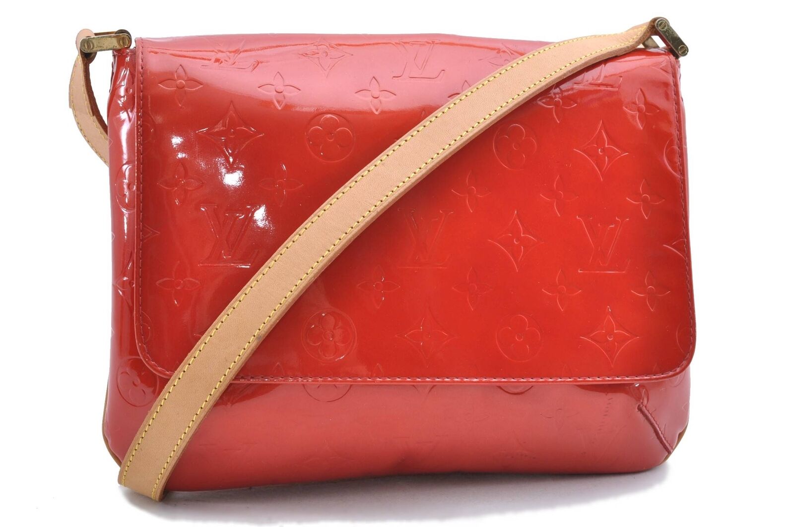 Authentic LOUIS VUITTON Vernis Thompson Street Shoulder Bag Red M91094 LV 1645C