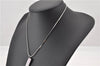 Authentic Christian Dior Silver Tone Trotter No.2 Chain Pendant Necklace 1645G