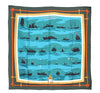 Authentic HERMES Carre 90 Scarf "FEUX DE ROUTE APERCUS" Silk Green 1647G