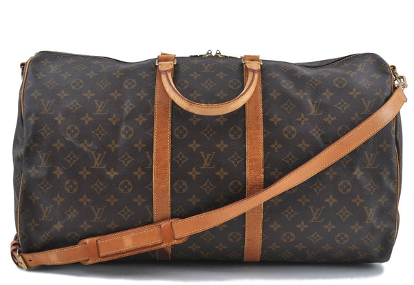 Auth Louis Vuitton Monogram Keepall Bandouliere 55 Boston Bag M41414 Junk 1648B
