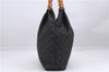 Authentic GUCCI Bamboo Shoulder Tote Bag GG Canvas Leather 92709 Black 1650E