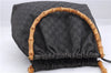 Authentic GUCCI Bamboo Shoulder Tote Bag GG Canvas Leather 92709 Black 1650E