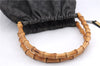 Authentic GUCCI Bamboo Shoulder Tote Bag GG Canvas Leather 92709 Black 1650E
