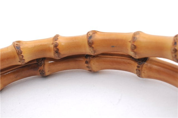 Authentic GUCCI Bamboo Shoulder Tote Bag GG Canvas Leather 92709 Black 1650E