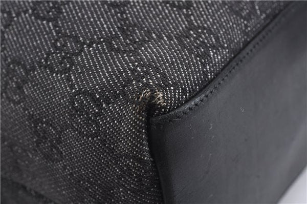 Authentic GUCCI Bamboo Shoulder Tote Bag GG Canvas Leather 92709 Black 1650E