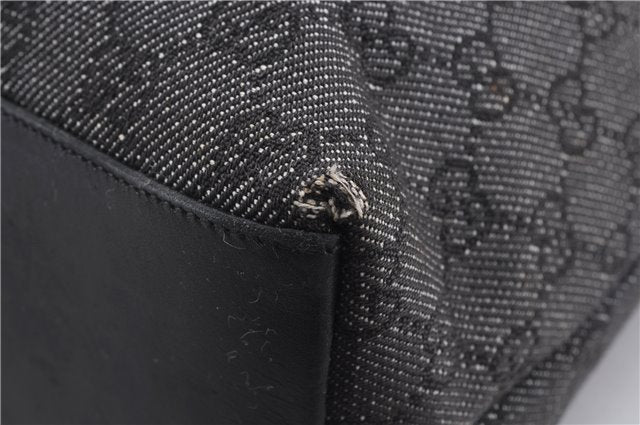 Authentic GUCCI Bamboo Shoulder Tote Bag GG Canvas Leather 92709 Black 1650E