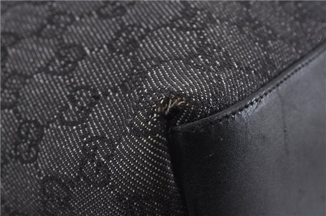 Authentic GUCCI Bamboo Shoulder Tote Bag GG Canvas Leather 92709 Black 1650E