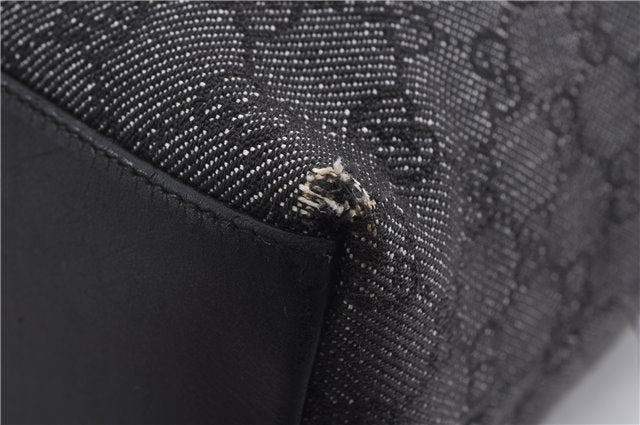 Authentic GUCCI Bamboo Shoulder Tote Bag GG Canvas Leather 92709 Black 1650E
