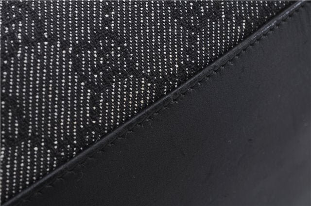 Authentic GUCCI Bamboo Shoulder Tote Bag GG Canvas Leather 92709 Black 1650E