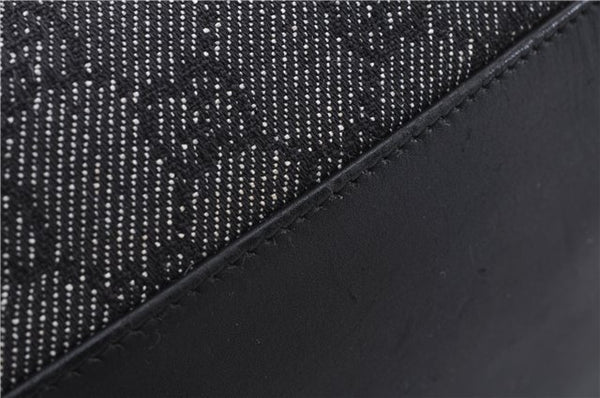 Authentic GUCCI Bamboo Shoulder Tote Bag GG Canvas Leather 92709 Black 1650E