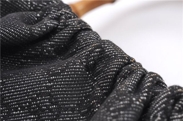 Authentic GUCCI Bamboo Shoulder Tote Bag GG Canvas Leather 92709 Black 1650E