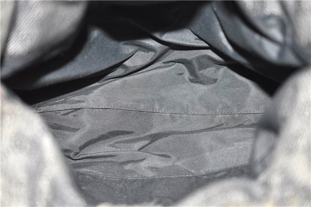 Authentic GUCCI Bamboo Shoulder Tote Bag GG Canvas Leather 92709 Black 1650E