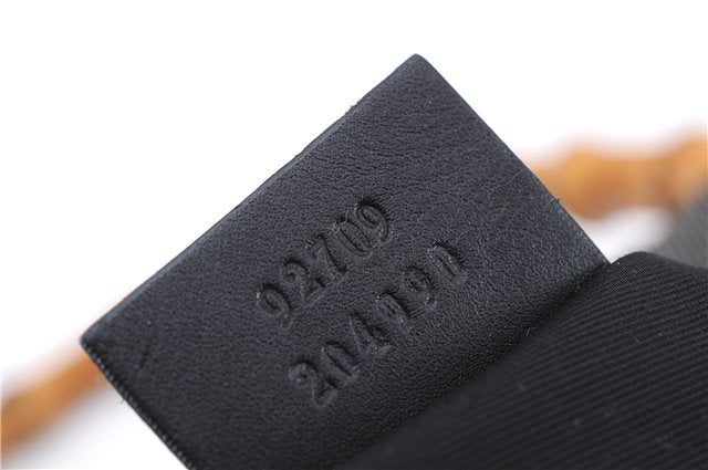 Authentic GUCCI Bamboo Shoulder Tote Bag GG Canvas Leather 92709 Black 1650E