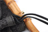 Authentic GUCCI Bamboo Shoulder Tote Bag GG Canvas Leather 92709 Black 1650E