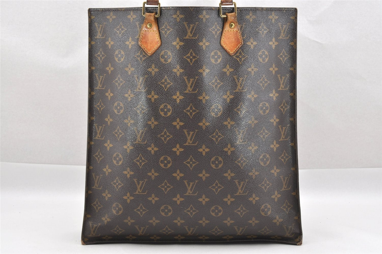 Authentic Louis Vuitton Monogram Sac Plat Hand Tote Bag M51140 LV Junk 1651I