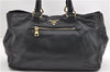 Authentic PRADA Vintage Leather 2Way Shoulder Tote Bag Black 1654E