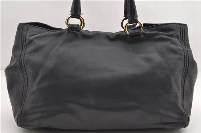 Authentic PRADA Vintage Leather 2Way Shoulder Tote Bag Black 1654E