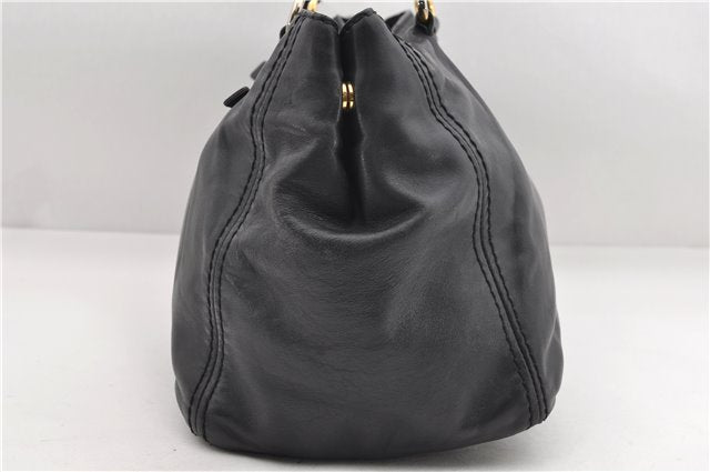 Authentic PRADA Vintage Leather 2Way Shoulder Tote Bag Black 1654E