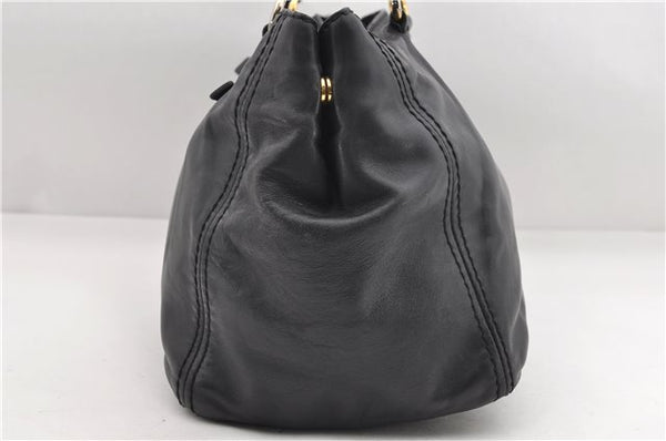 Authentic PRADA Vintage Leather 2Way Shoulder Tote Bag Black 1654E