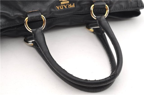 Authentic PRADA Vintage Leather 2Way Shoulder Tote Bag Black 1654E