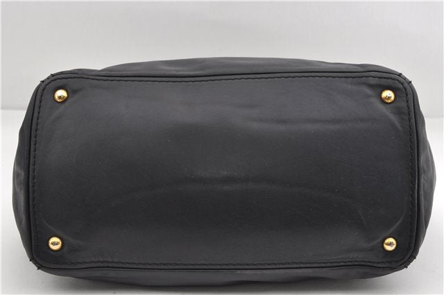 Authentic PRADA Vintage Leather 2Way Shoulder Tote Bag Black 1654E