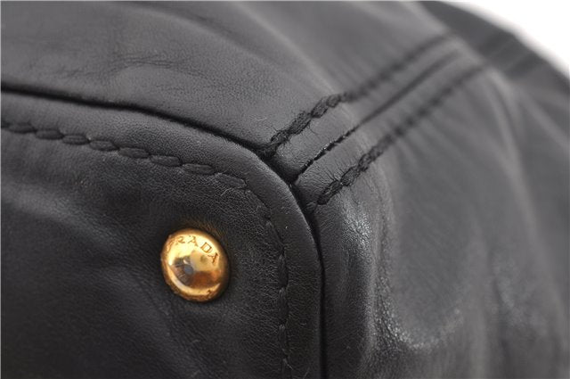Authentic PRADA Vintage Leather 2Way Shoulder Tote Bag Black 1654E