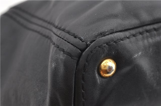 Authentic PRADA Vintage Leather 2Way Shoulder Tote Bag Black 1654E
