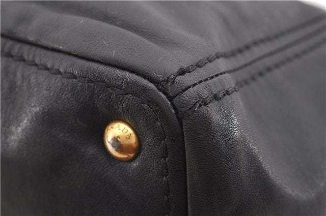 Authentic PRADA Vintage Leather 2Way Shoulder Tote Bag Black 1654E