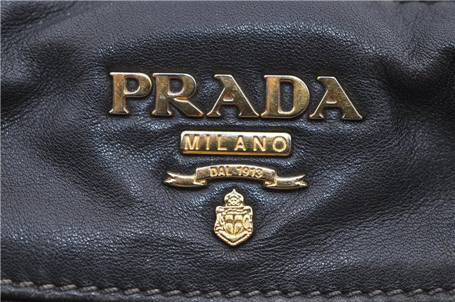 Authentic PRADA Vintage Leather 2Way Shoulder Tote Bag Black 1654E