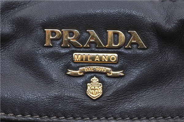 Authentic PRADA Vintage Leather 2Way Shoulder Tote Bag Black 1654E