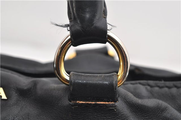 Authentic PRADA Vintage Leather 2Way Shoulder Tote Bag Black 1654E