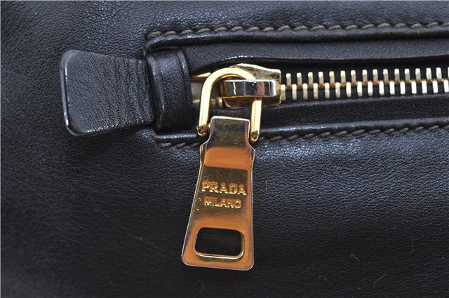 Authentic PRADA Vintage Leather 2Way Shoulder Tote Bag Black 1654E