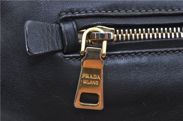 Authentic PRADA Vintage Leather 2Way Shoulder Tote Bag Black 1654E