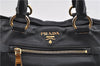 Authentic PRADA Vintage Leather 2Way Shoulder Tote Bag Black 1654E